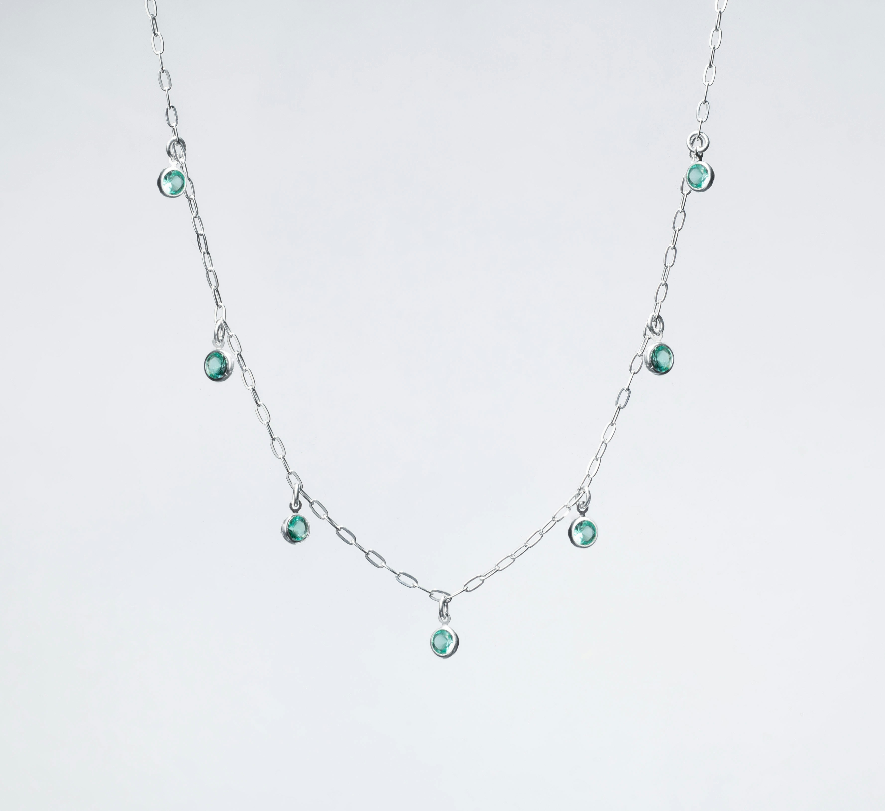 Silver Green Gems Chain